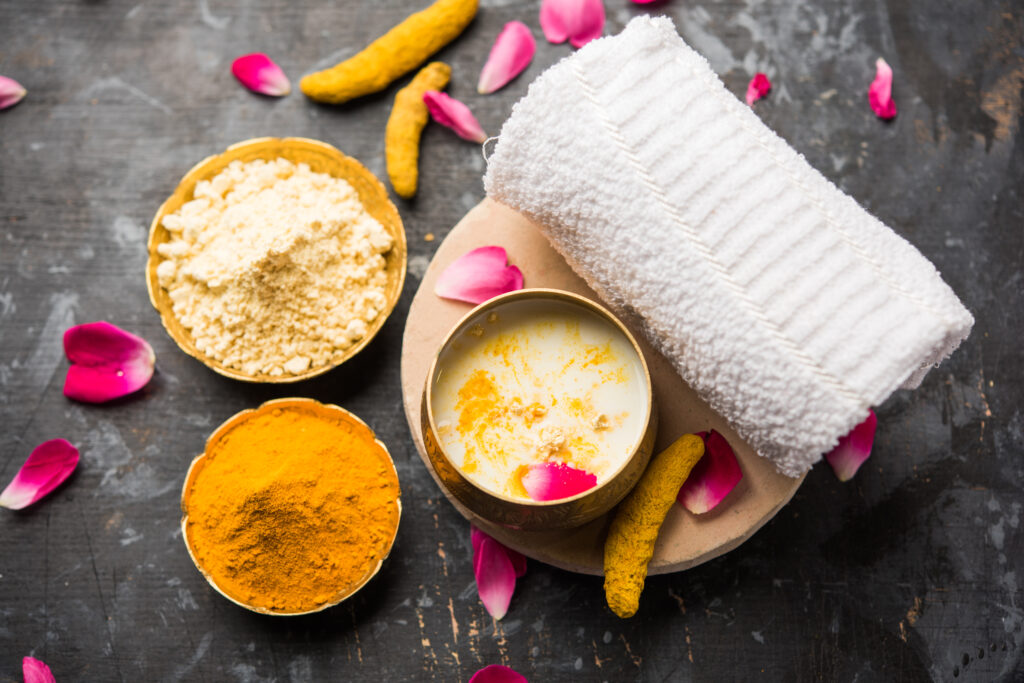 how to remove face tan at home-turmeric and gram flour face pack
