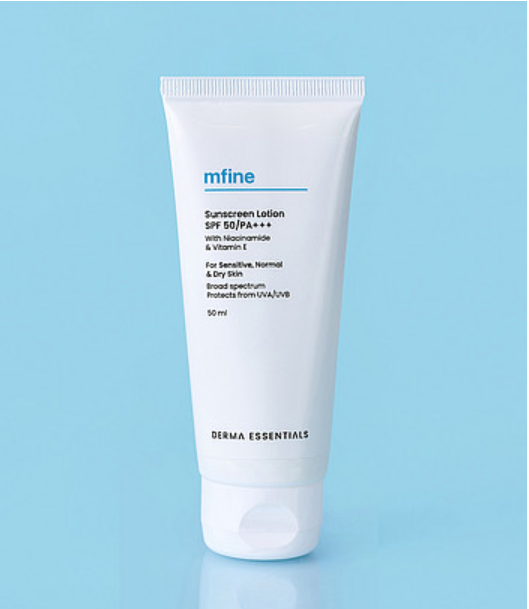 mfine sunscreen lotion spf 50+++ for anti ageing